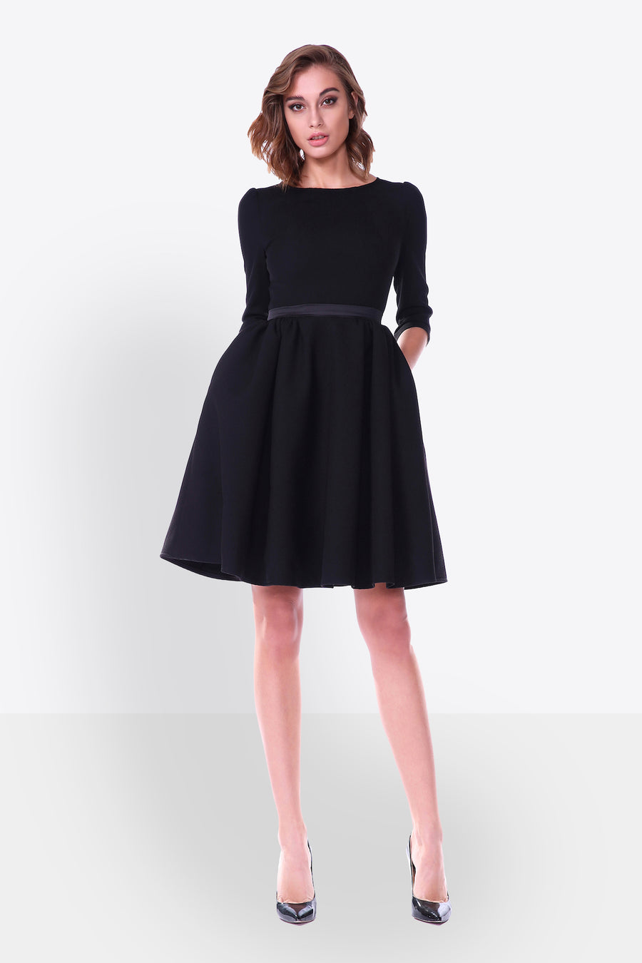 Sabrina Neck Fit and Flare Cocktail Dress