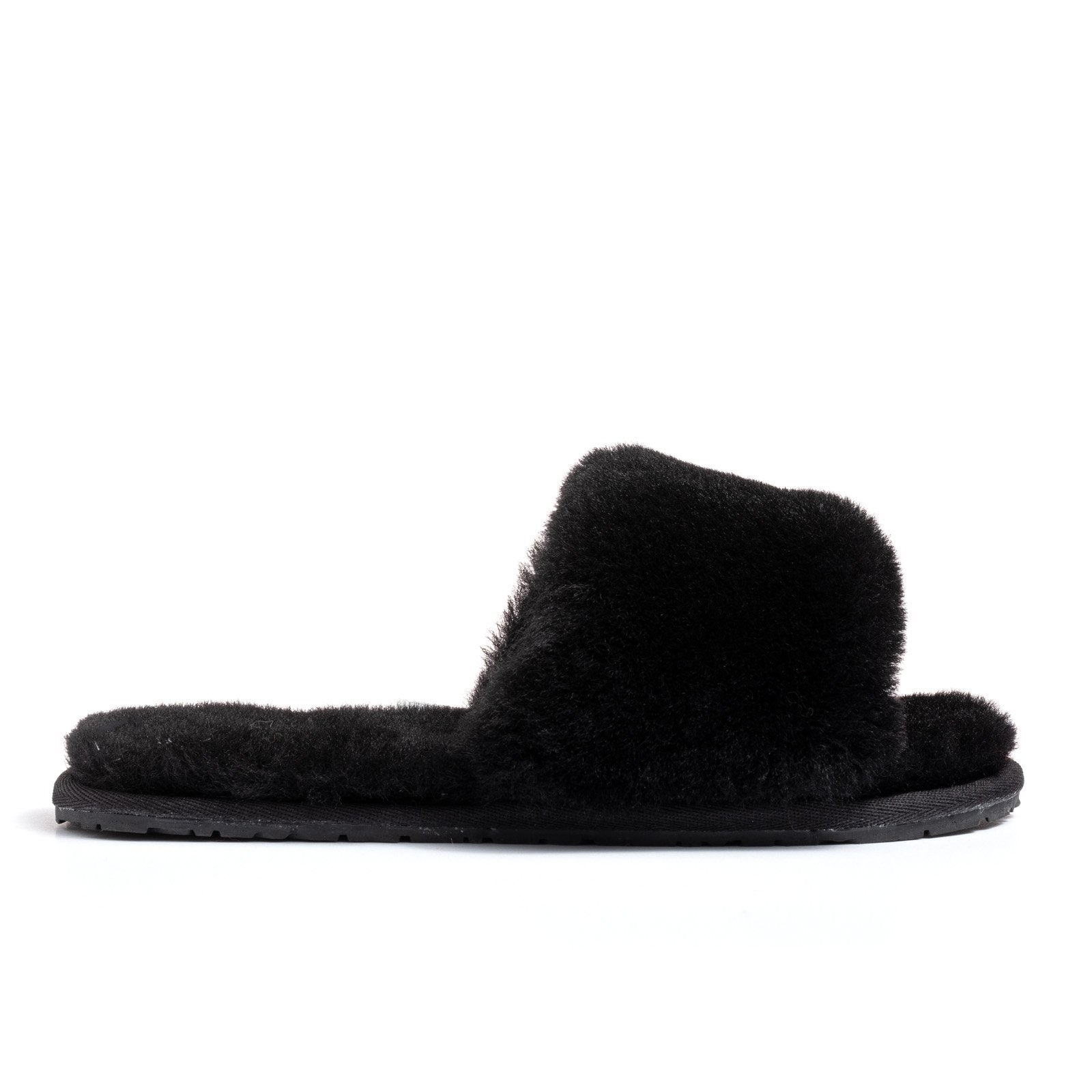 black fur slippers