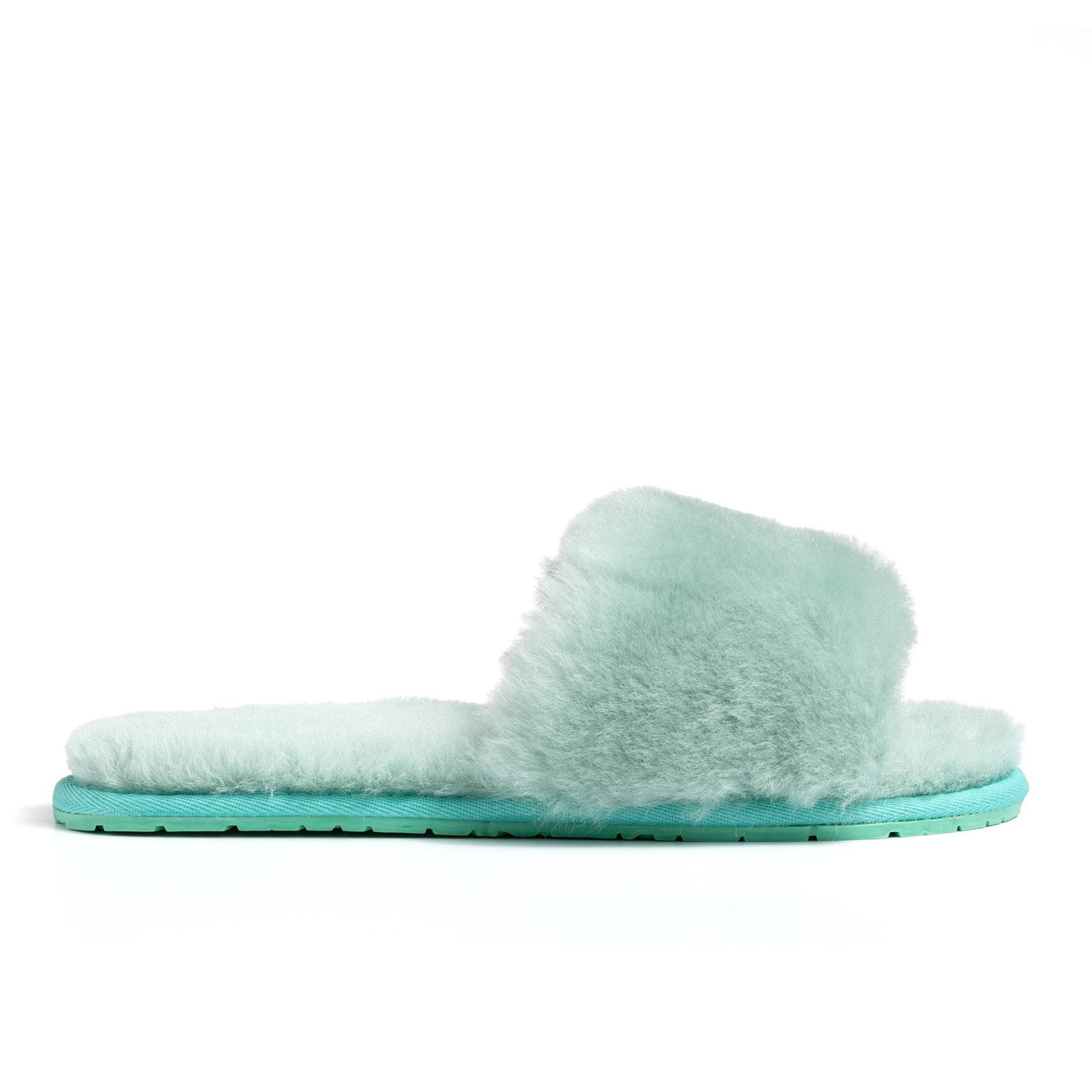 green fur slippers