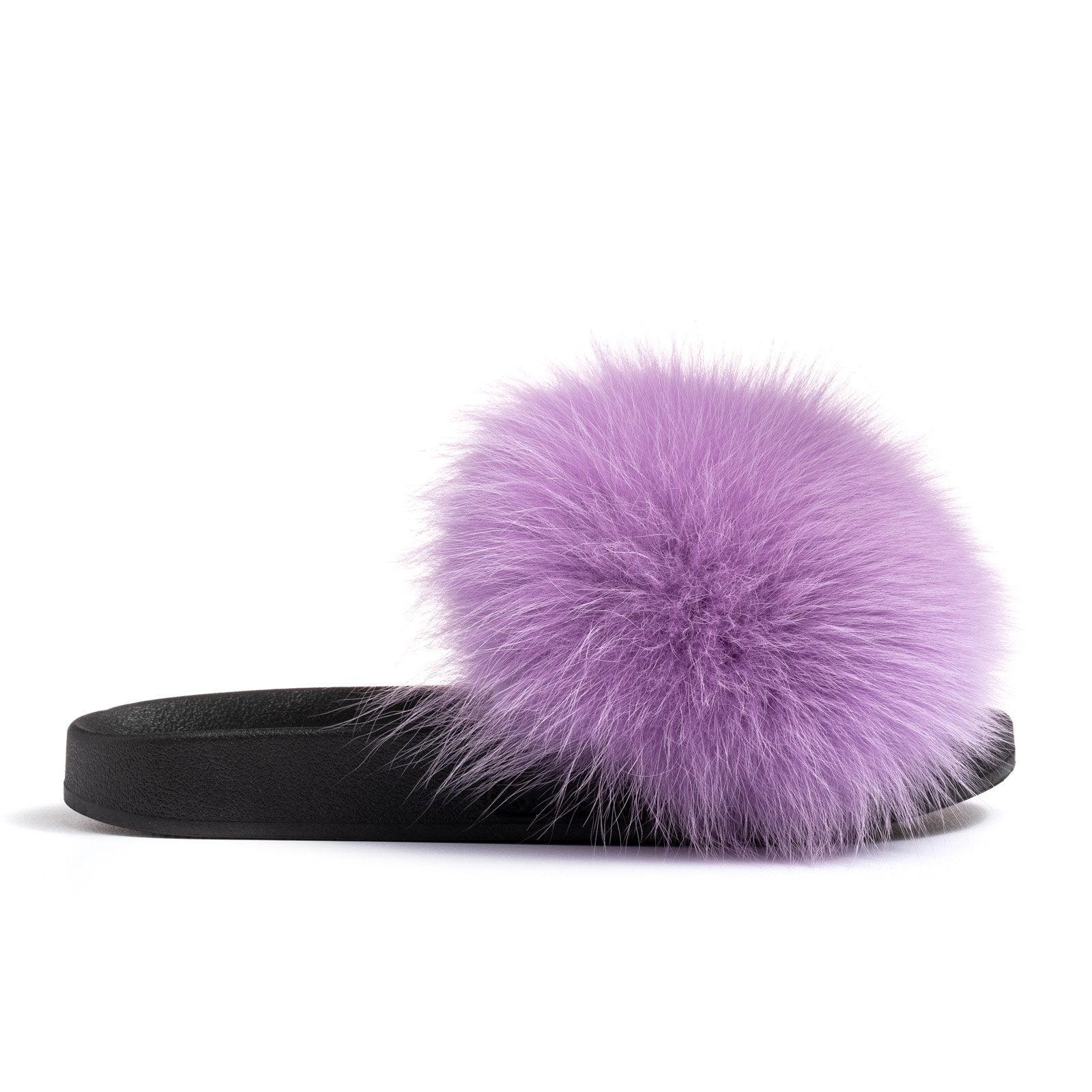 Purple Fox Fur Slides – Confetti Boutique