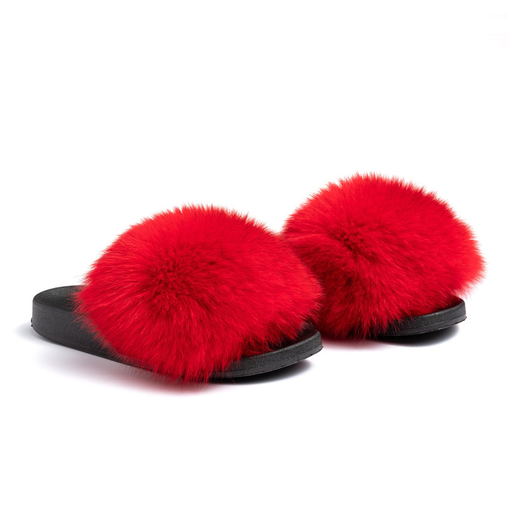 Red Fox Fur Slides – Confetti Boutique