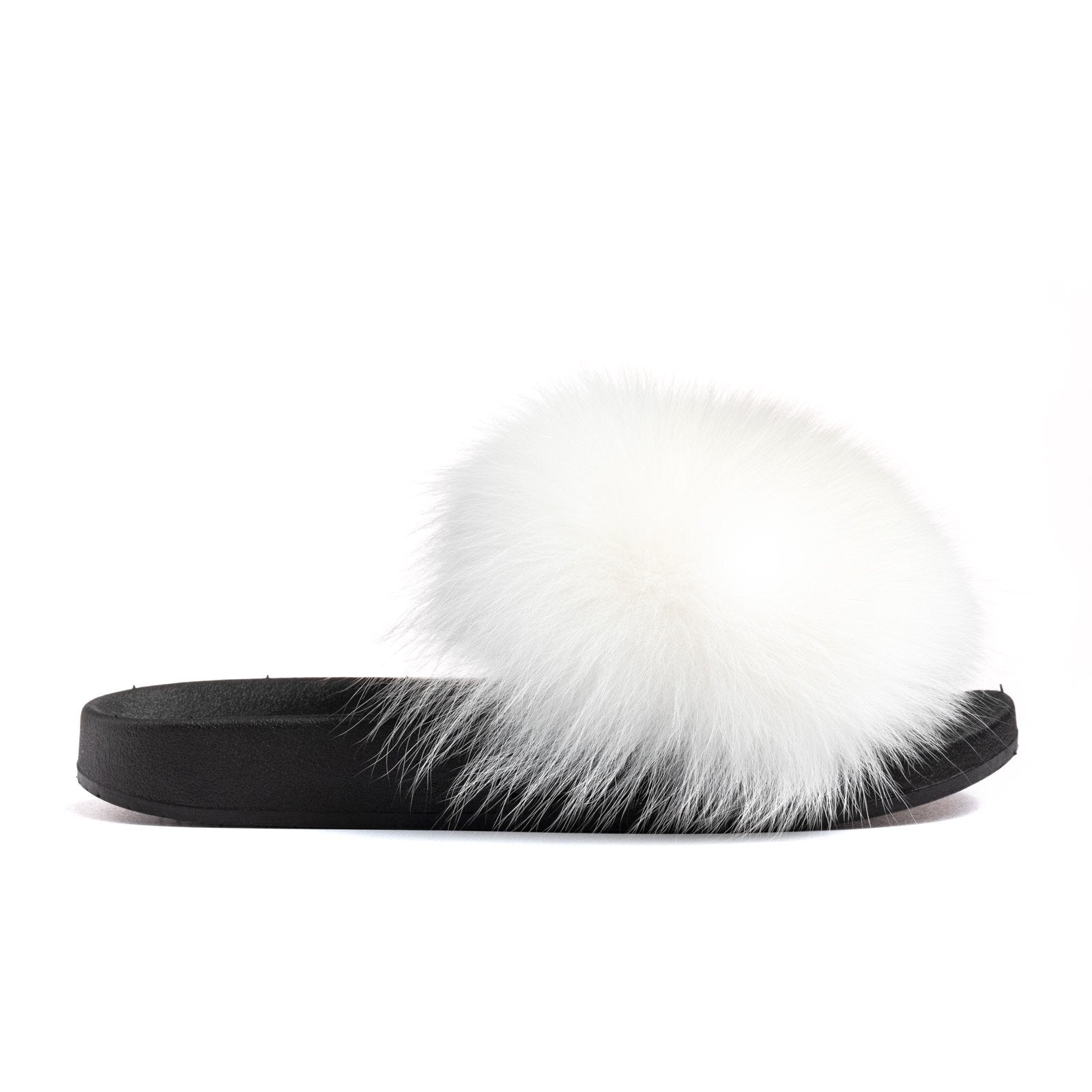 White Fox Fur Slides – Confetti Boutique