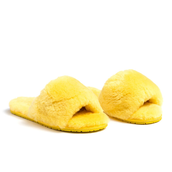 Yellow Lamb Fur Slippers – Confetti Boutique