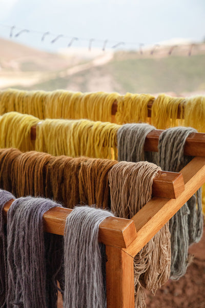 Plant dyed yarn in Moray in the Sacred Valley
