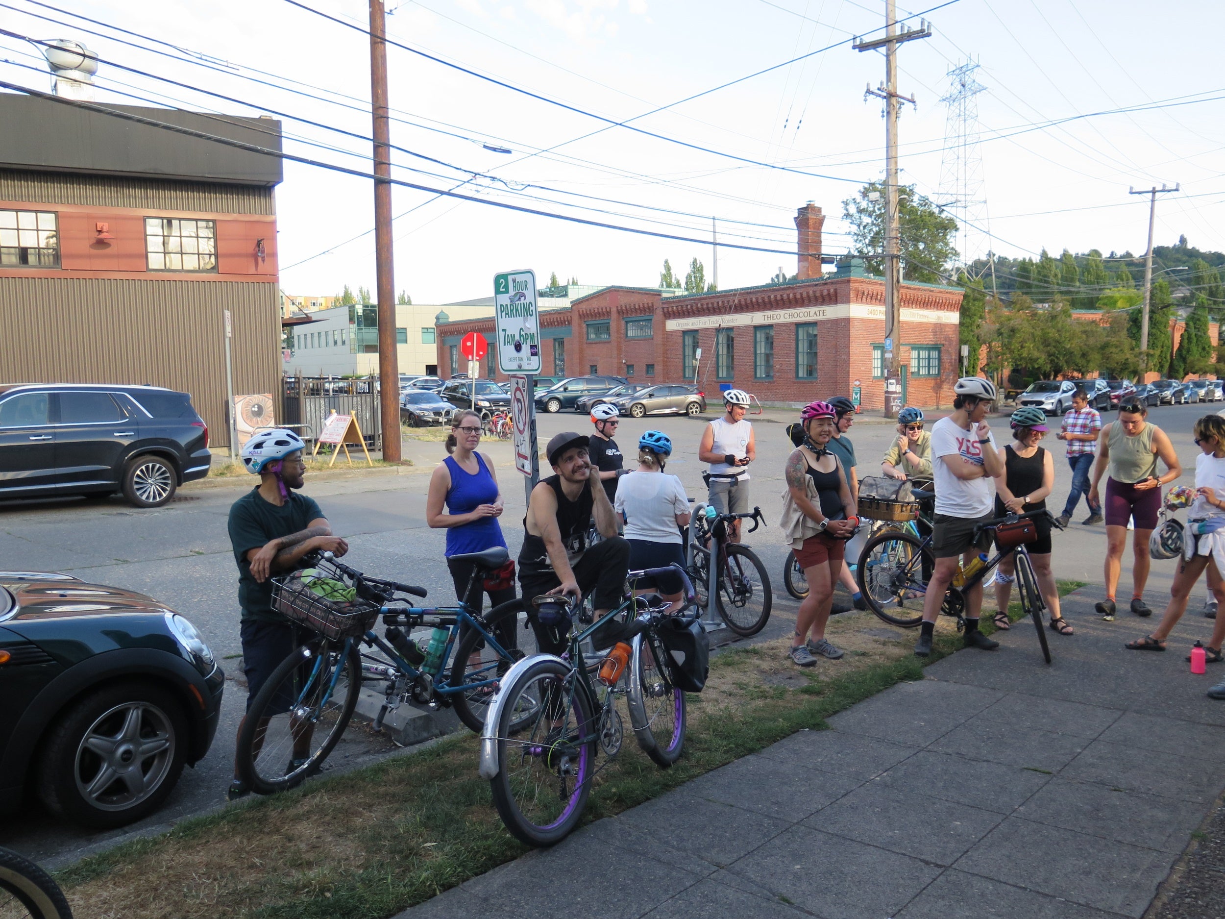 Image of the group getting ready to roll out on our bike ride