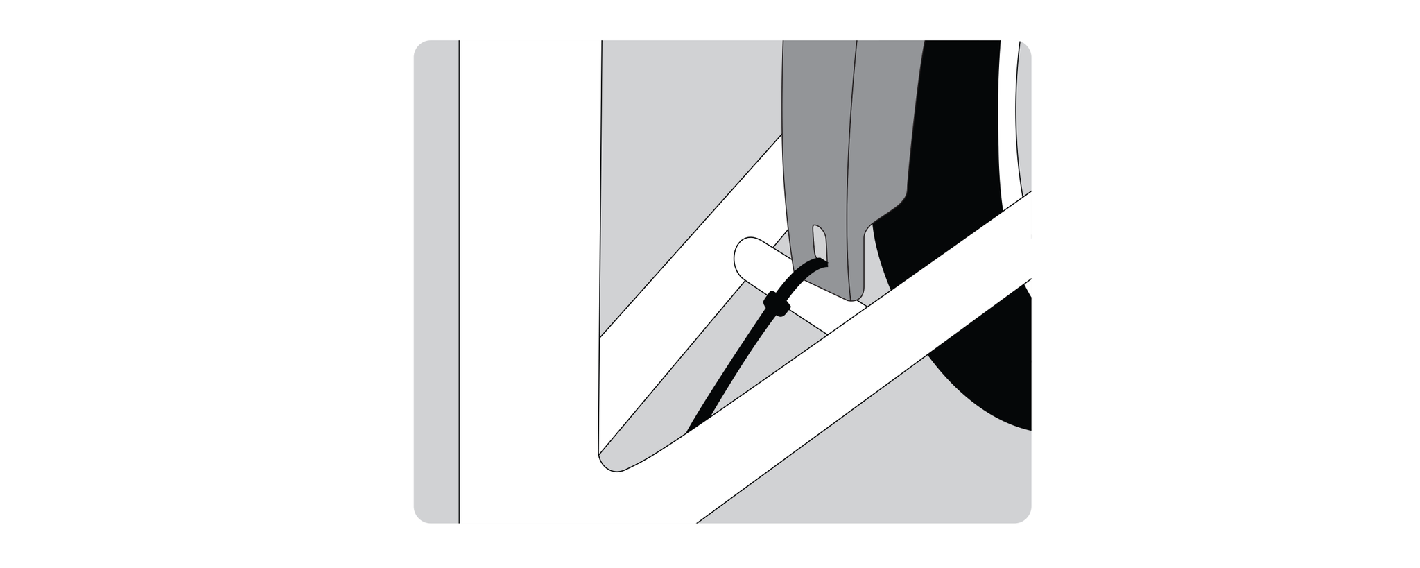 attaching fender to brake bridge with one plastic tie