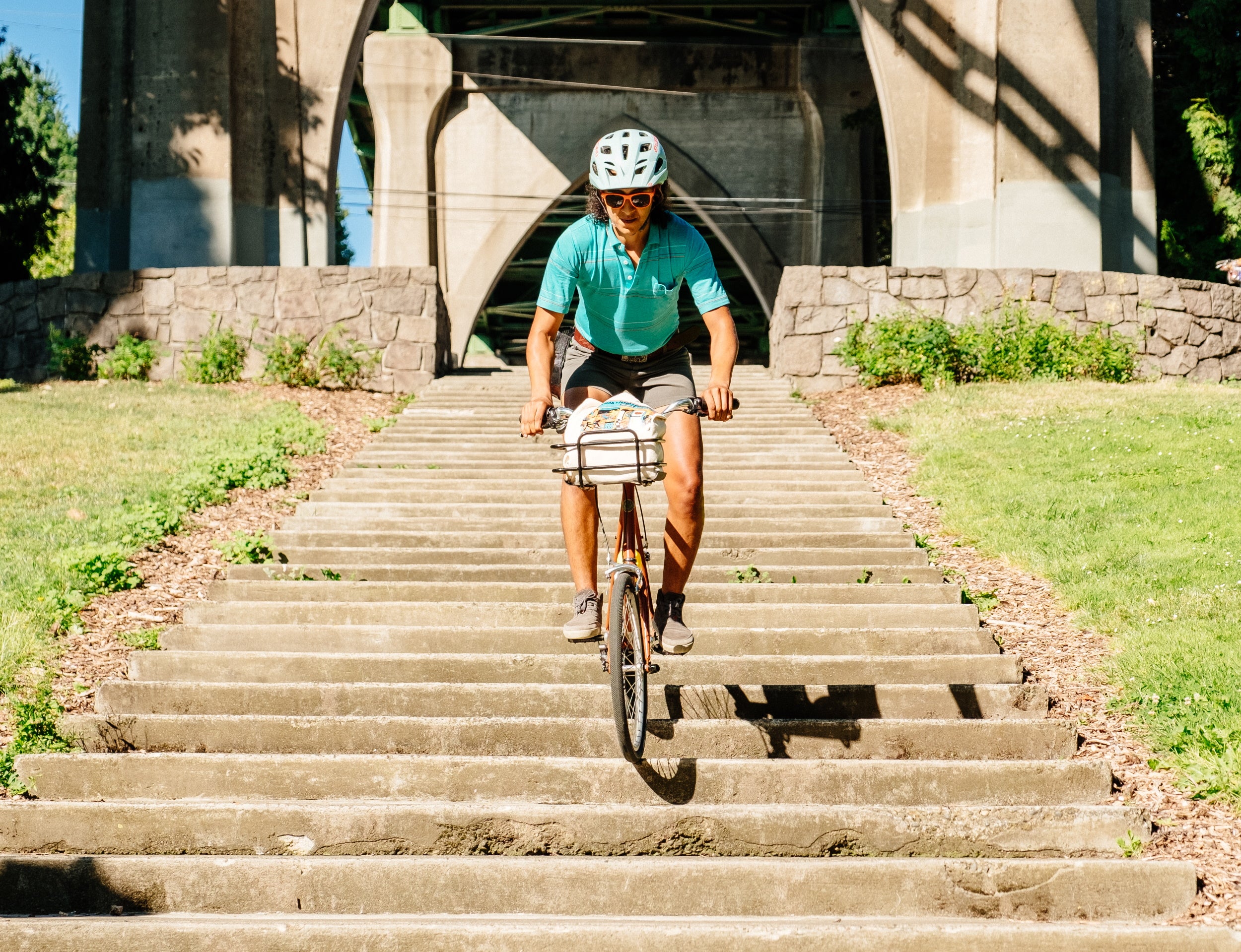 Biking down Steps