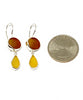 Rich Brown and Amber Sea Glass Double Drop Earrings
