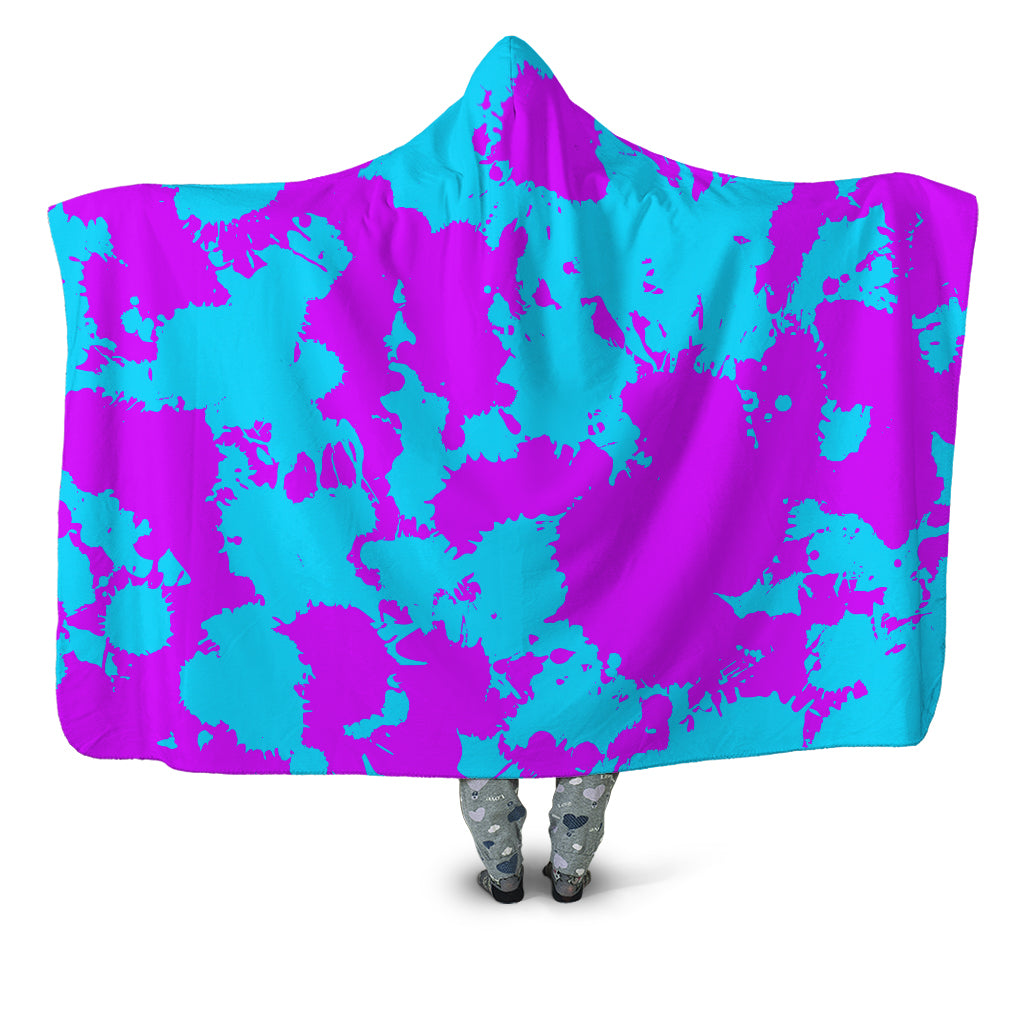 Blue and Purple Paint Splatter Hooded Blanket - Epic Hoodie product image