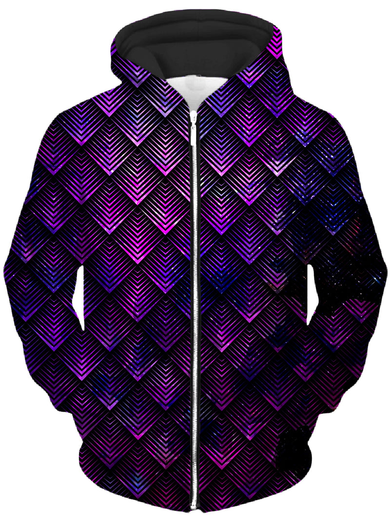 Galactic Dragon Scale Purple Unisex Zip-Up Hoodie | Epic Hoodie