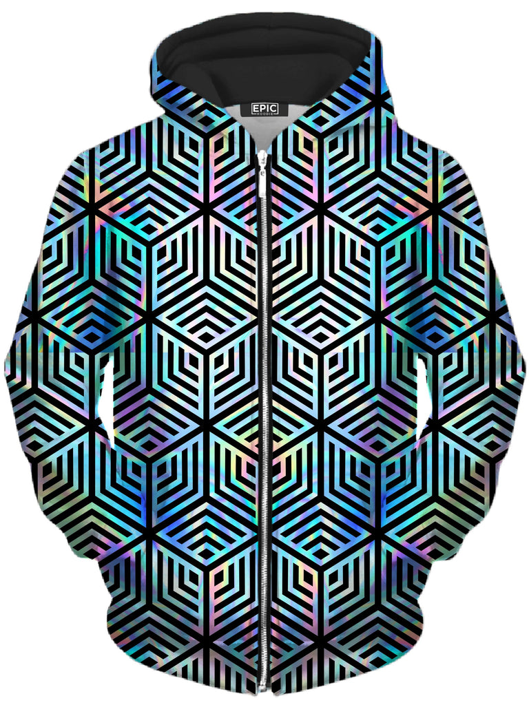 Holographic Hexagon Unisex Zip-Up Hoodie | Epic Hoodie