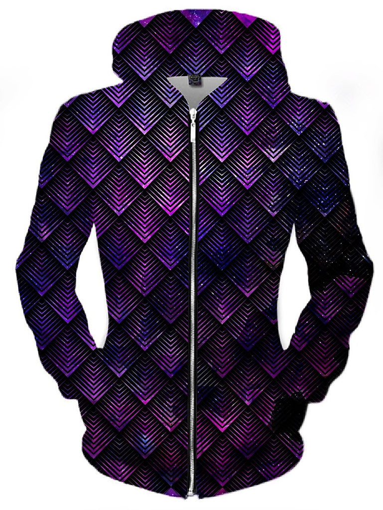 Galactic Dragon Scale Purple Unisex ZipUp Hoodie Epic Hoodie