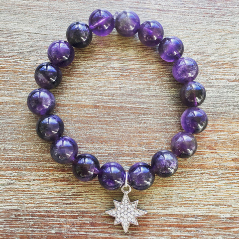 Amethyst Healing and Guidance North Star Gemstone Bracelet
