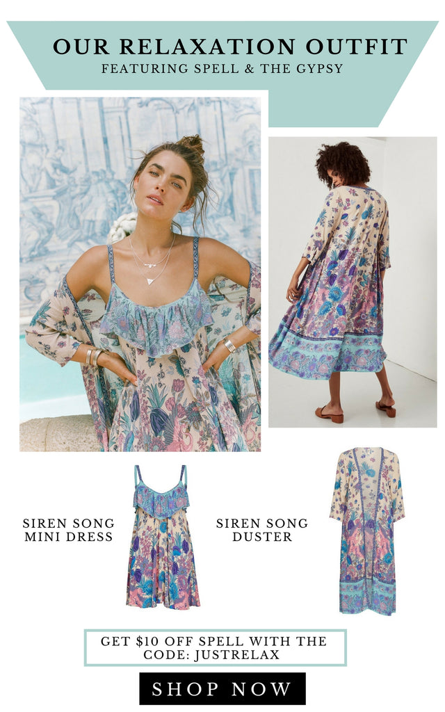2018 Relaxation Guide | Relaxation Outfit Featuring Spell & the Gypsy Siren Song Mini Dress and Siren Song Duster