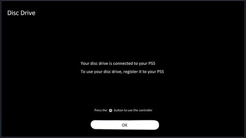 PS5 Disc Drive Screen Message