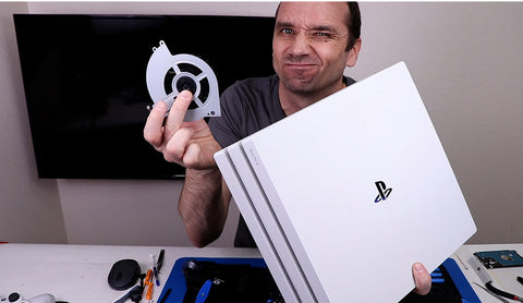 Steve holding a PS4 fan