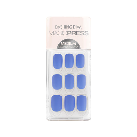 Dashing Diva MAGIC PRESS Parisian Periwinkle medium square matte periwinkle press on gel nails.