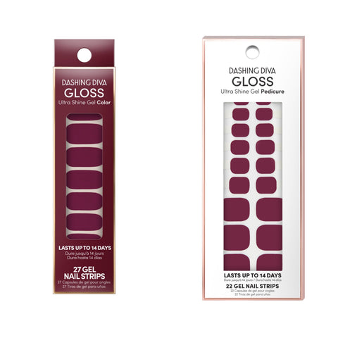 Dashing Diva matching GLOSS Color Spiced Wine and GLOSS Pedicure Pinot Noir