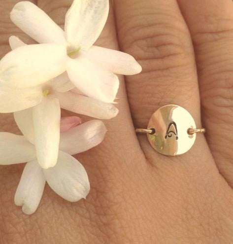 18K Gold Initials Ring, Dainty Initial Ring, Dainty Letter Ring for Women |  eBay