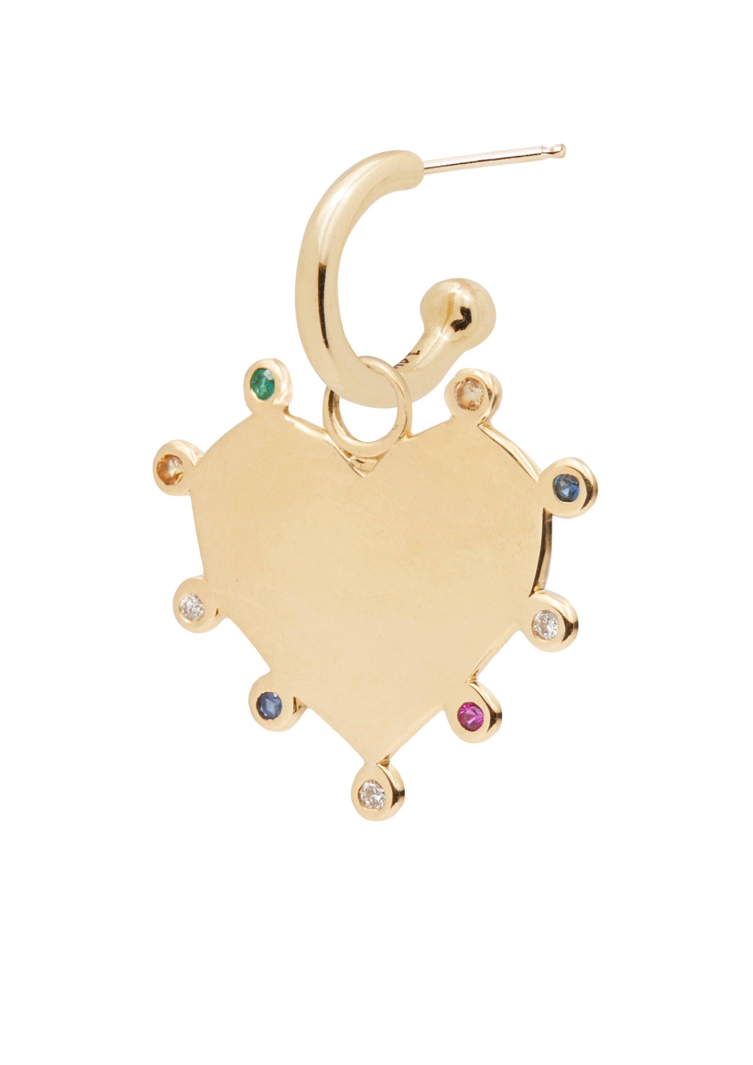 Rainbow Gems Heart Medallion Earring
