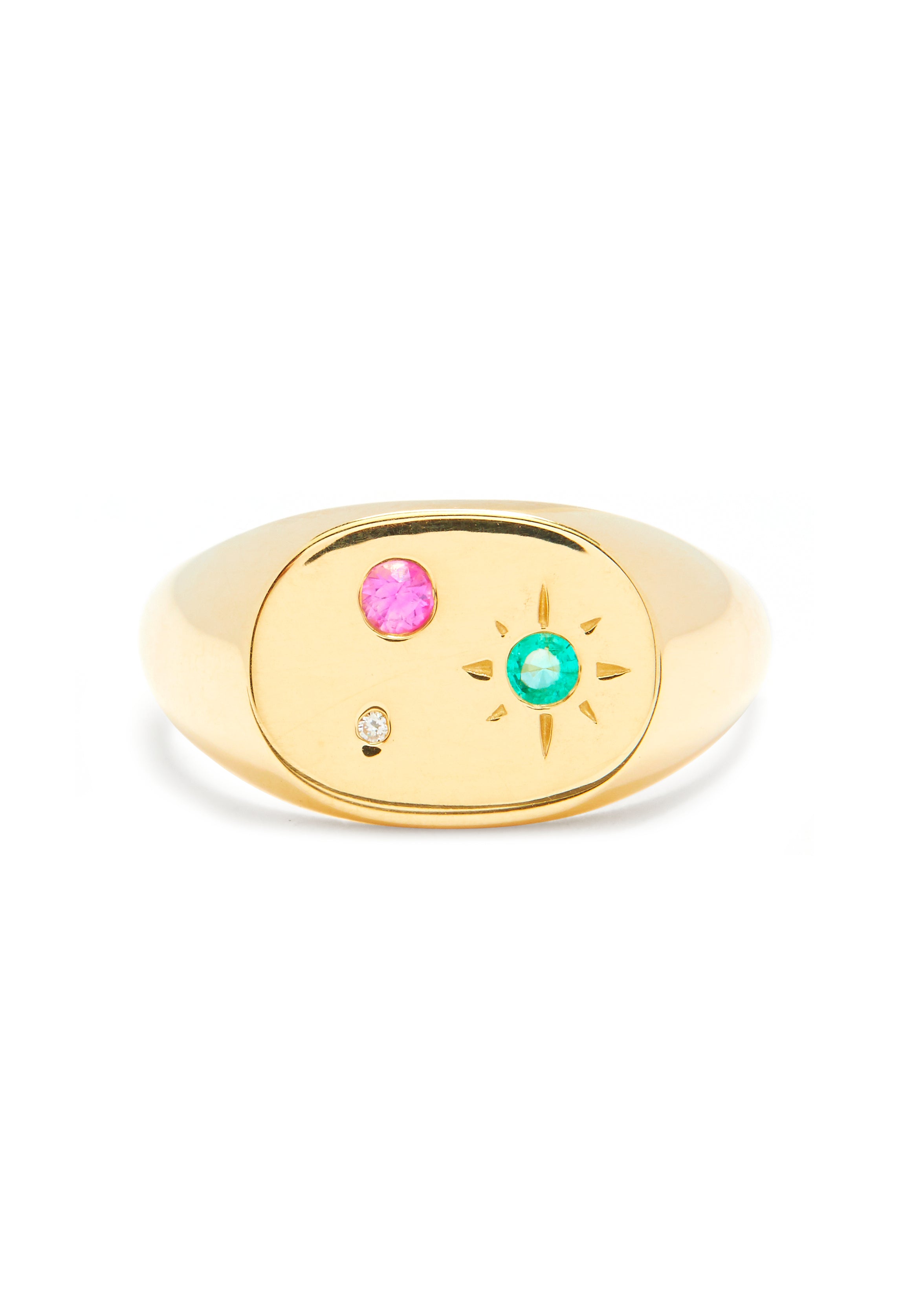 Scosha | Mixed Gems Seal Signet Ring in Gold