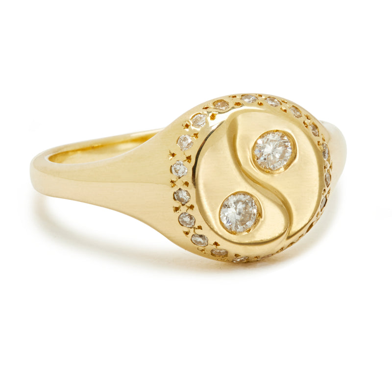 Scosha | Diamond Yin-Yang Signet Ring