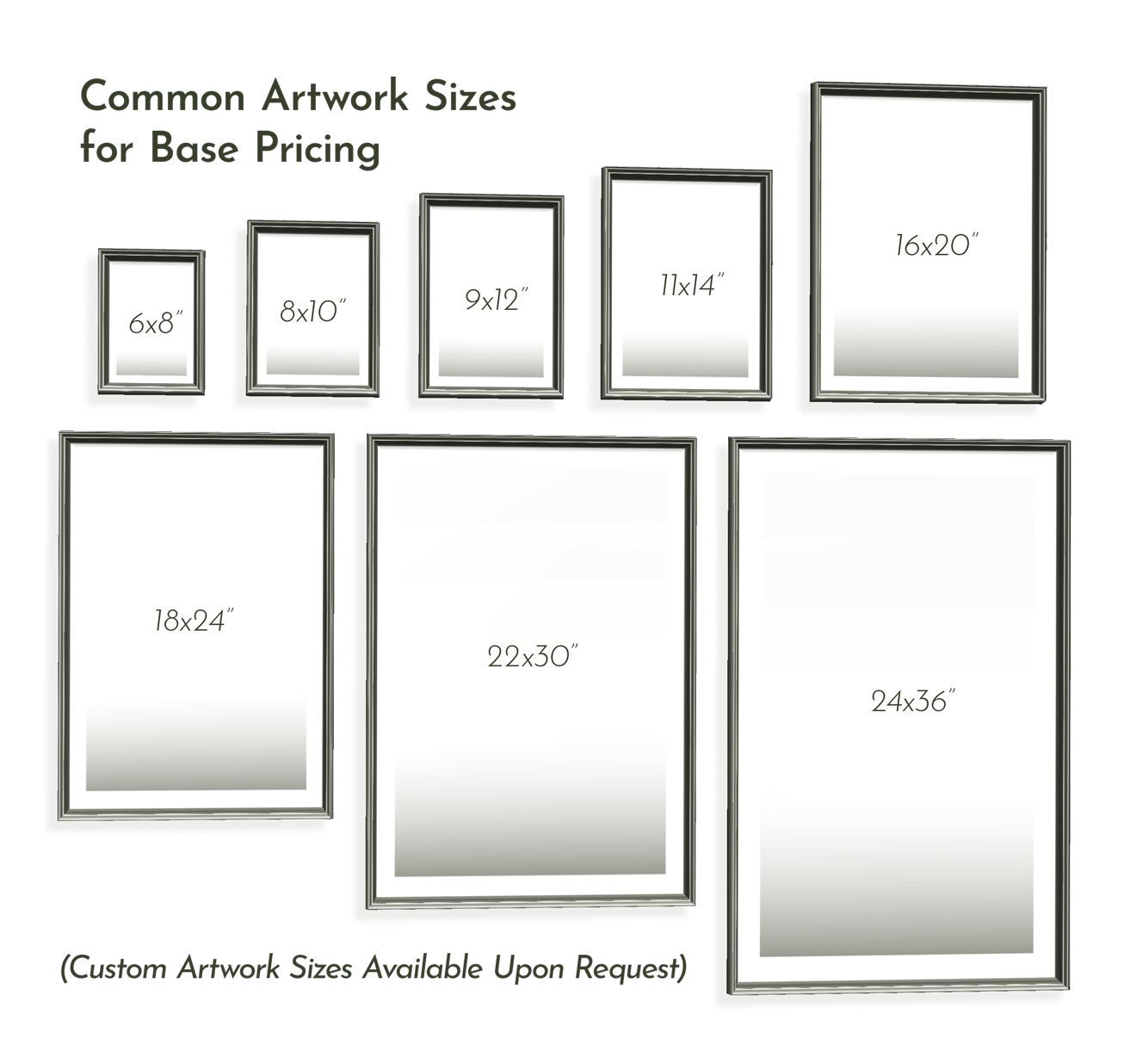 Common Artwork Sizes for Base Pricing