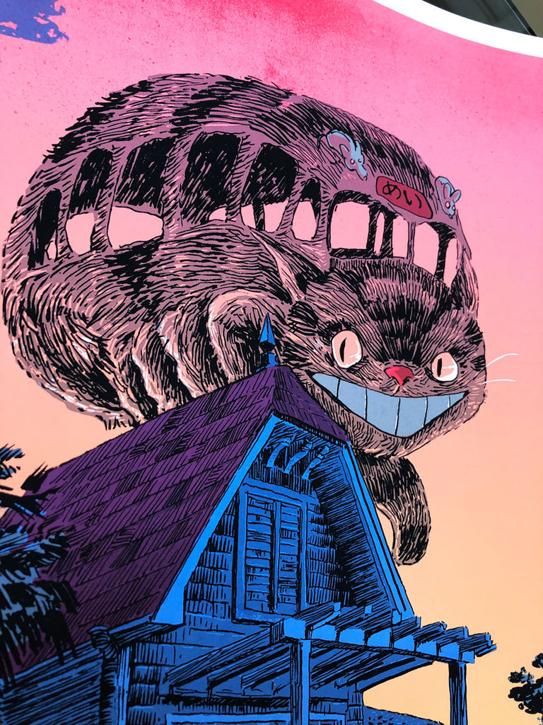 Catbus My Neighbor Totoro Screen Print By Artist Tim Doyle French Paper Art Club