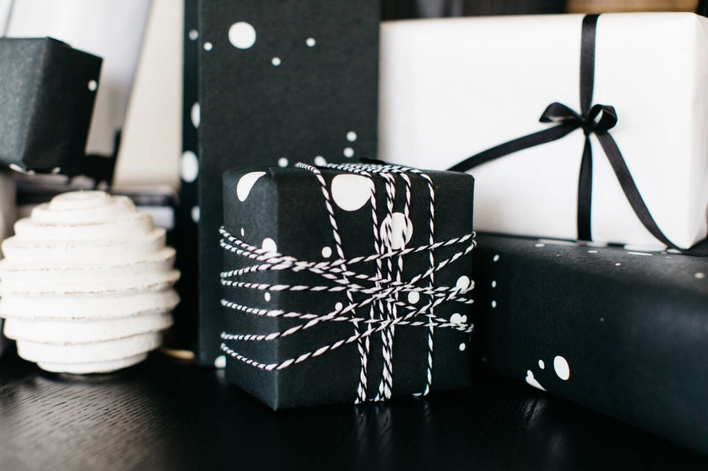 Modern Polka Dot Black and White Gift Wrap