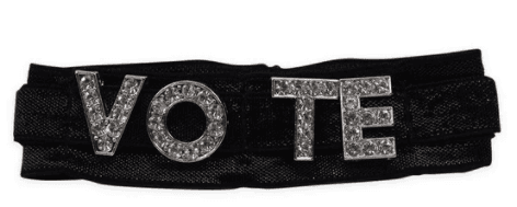 All Black Faux Diamond Vote Ponytailer Elastic Band by HairZing