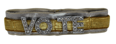 Gold and Silver Decorative Vote Ponytailer Elastic Band by HairZing