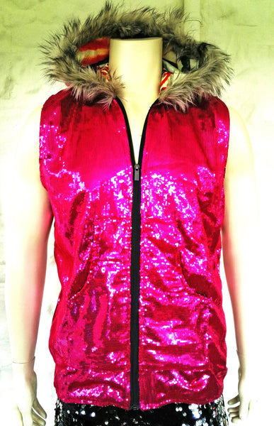 pink hooded vest