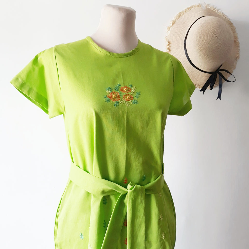 bright green t shirt dress