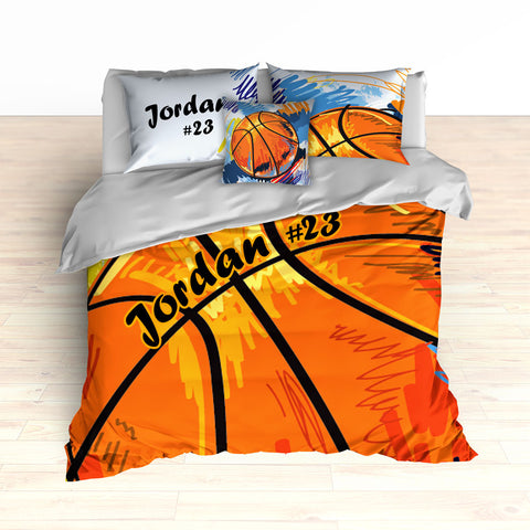 Personalized Basketball Art Bedding, Basketball Theme Decor, Duvet or ...