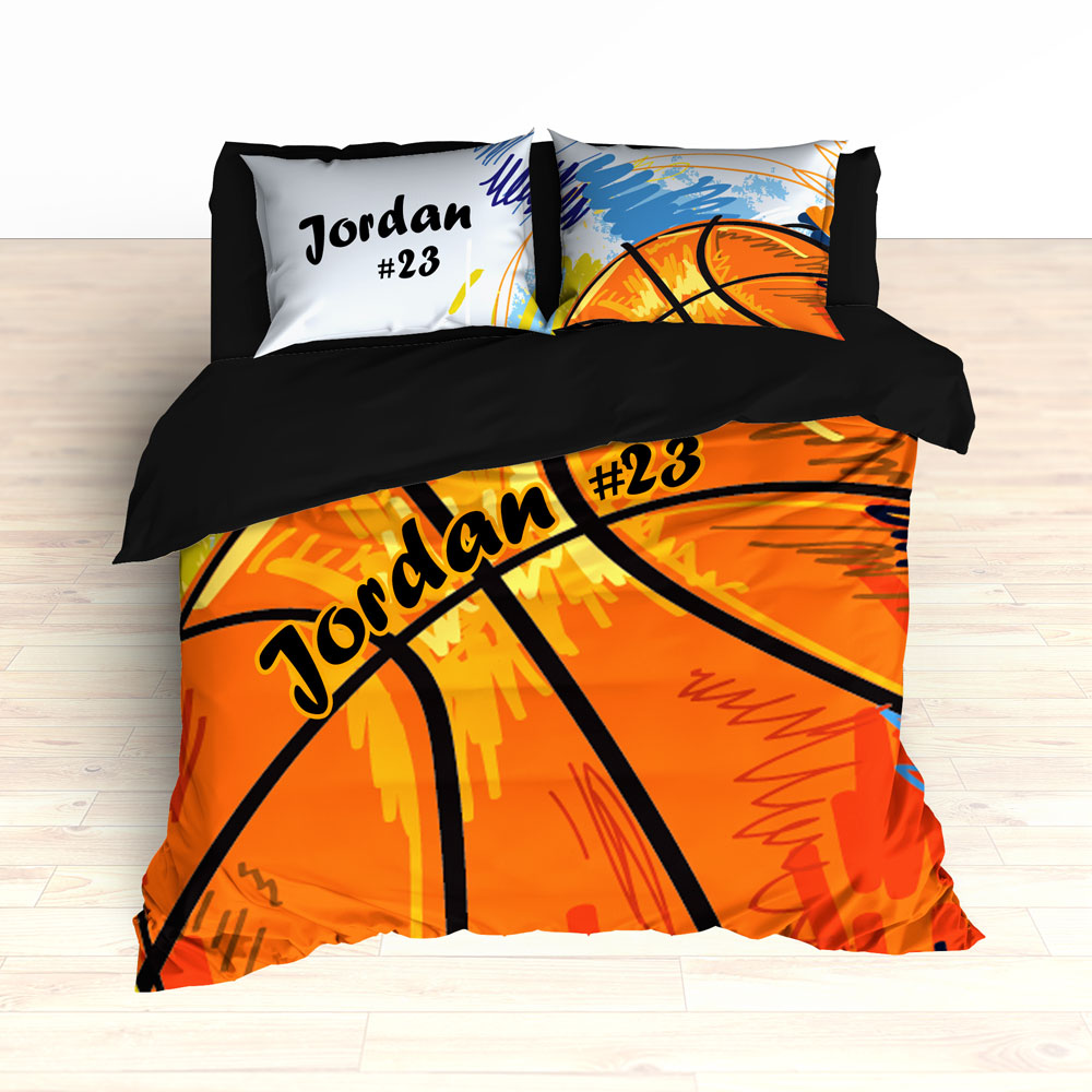 Personalized Basketball Art Bedding, Basketball Theme Decor, Duvet or ...