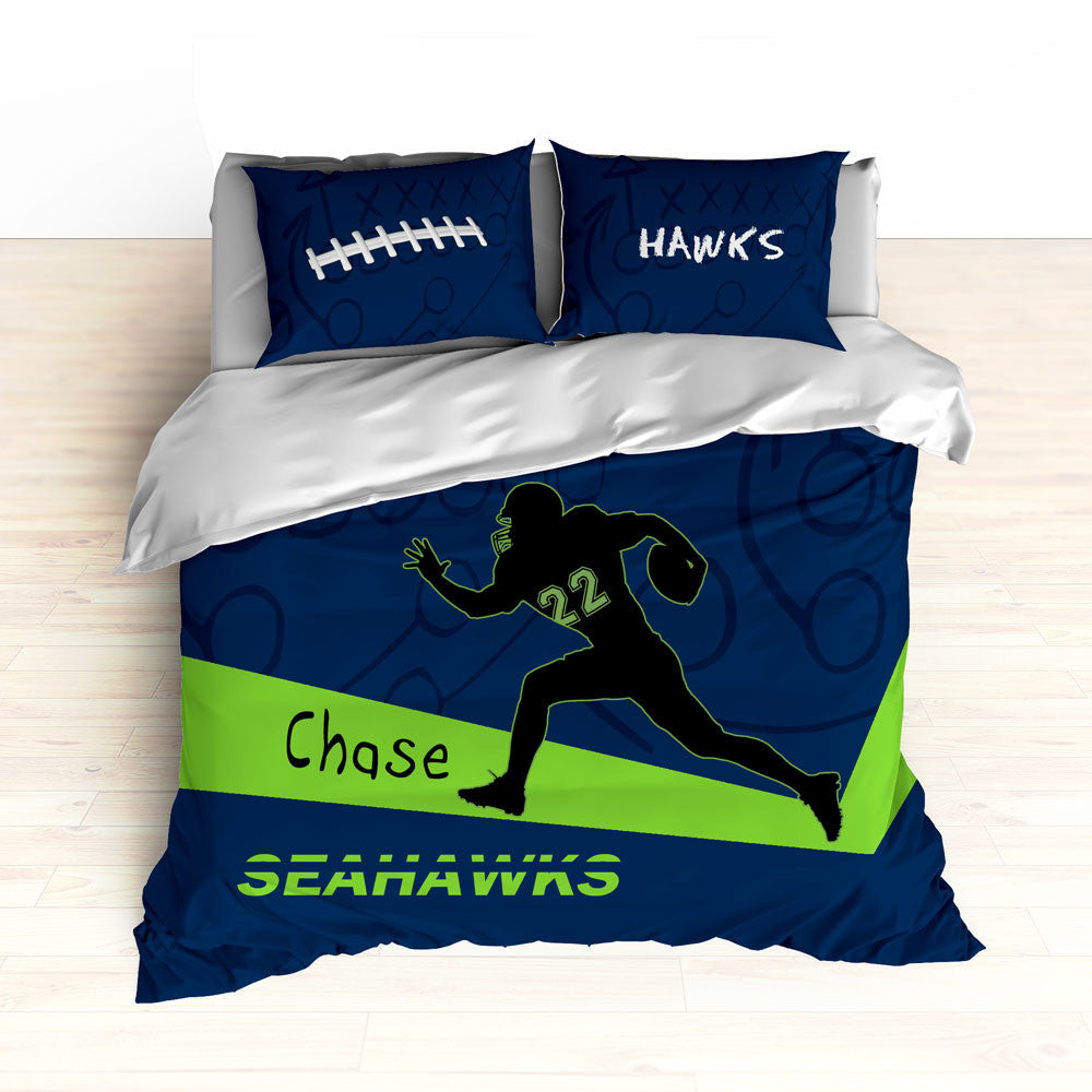 Seahawks Bedding Personalized Football Bedding Green And Blue