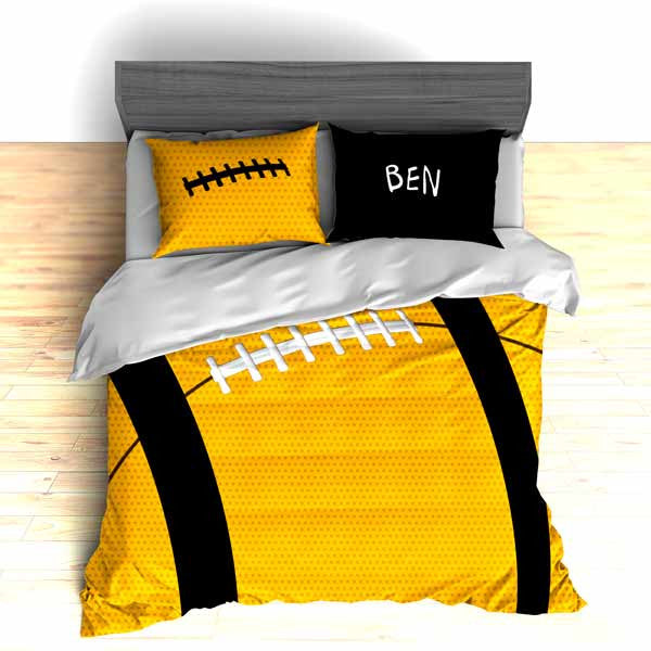 Personalized Football Team Colors Themed Bedding Duvet Or Comforter Sets Gold And Black