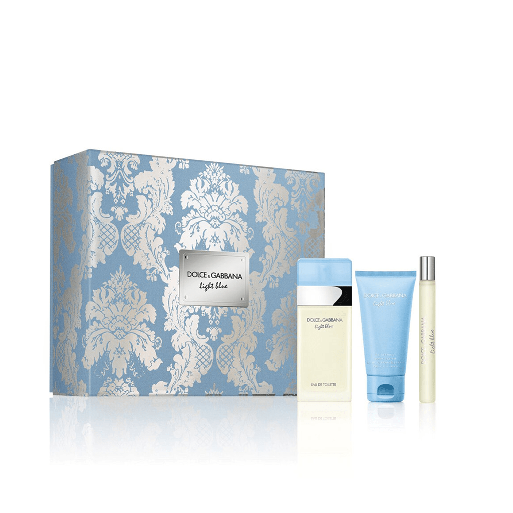 Dolce & Gabbana Women's Perfume Dolce & Gabbana Light Blue Eau de Toilette Women's Perfume Gift Set Spray (100ml) with Body Cream & 10ml EDT