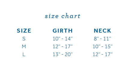 Kitty Adventure Harness Sizing Chart