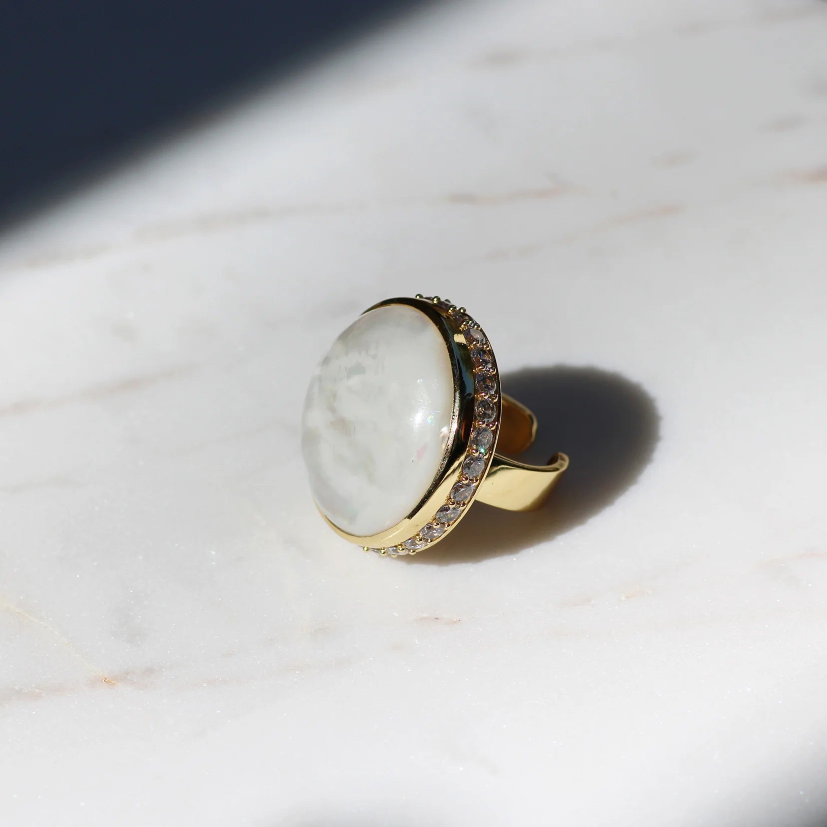 V Statement Ring, Mother of Pearl
