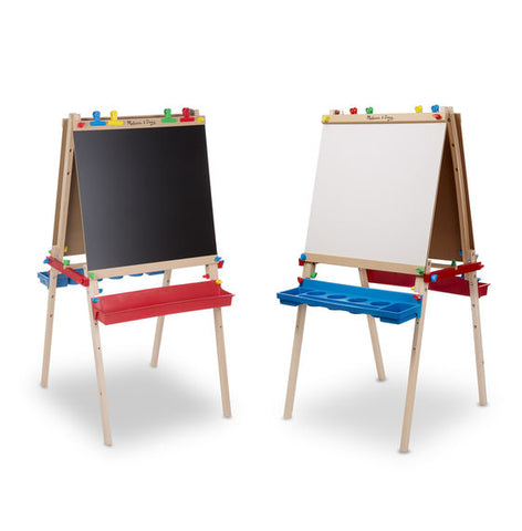 Melissa & Doug Deluxe Standing Art Easel -3 - 7 years, Dry-Erase Board,  Chalkboard, Paper Roller