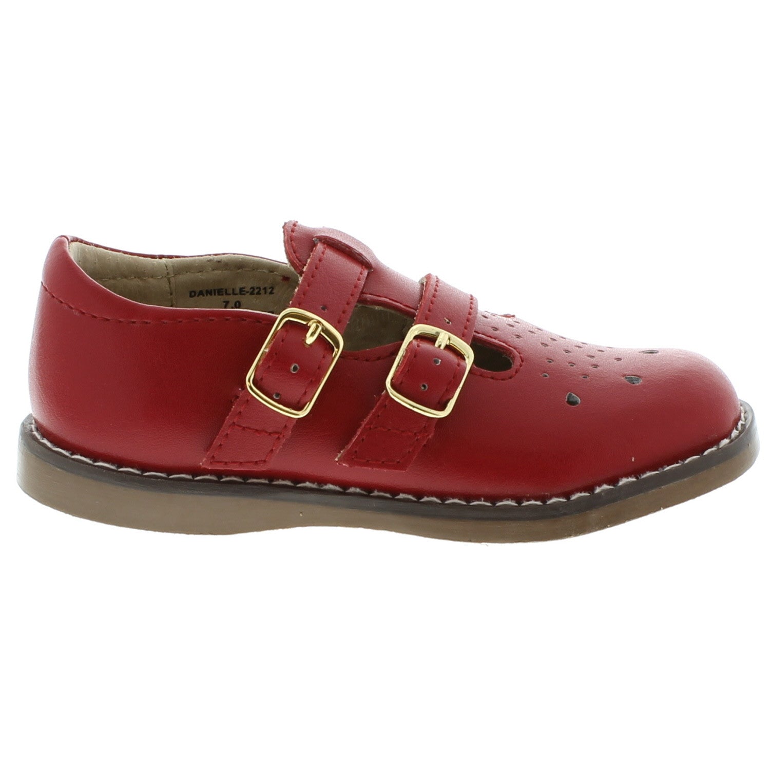 red buckle shoes