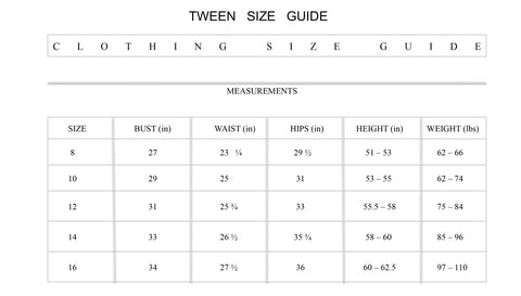 Size Chart - Miss Behave Girls