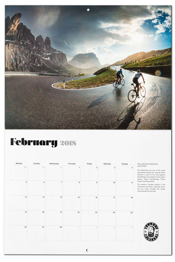 Road Cycling Calendar 2018 Beardy McBeard