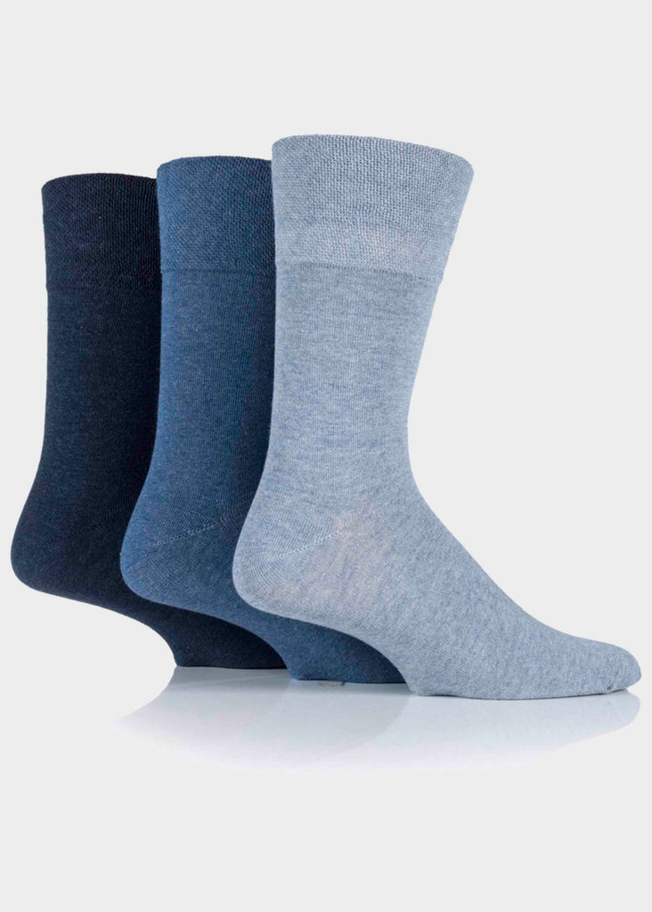 Diabetic Ladies Gentle Grip Socks, 3 Pair Pack, Blues