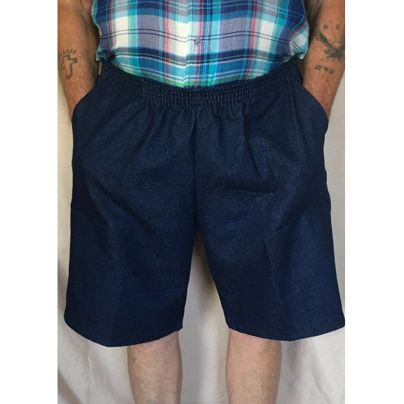 mens elastic waist jean shorts