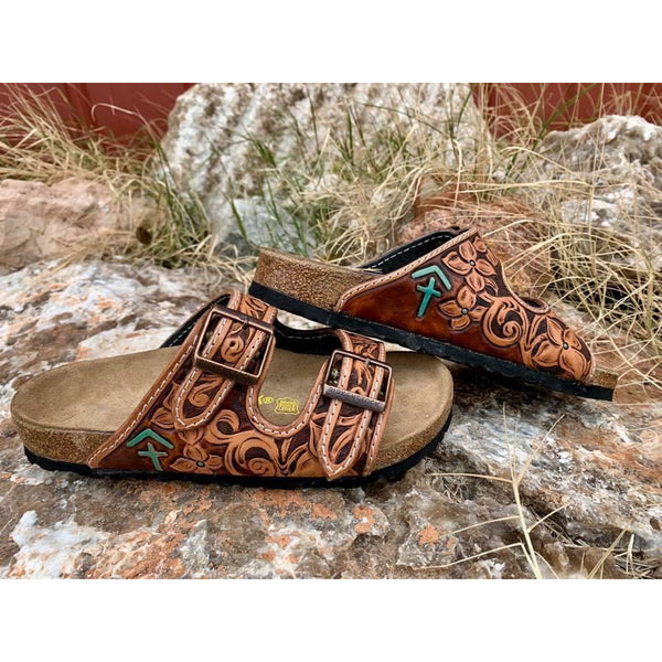 tooled leather birkenstocks