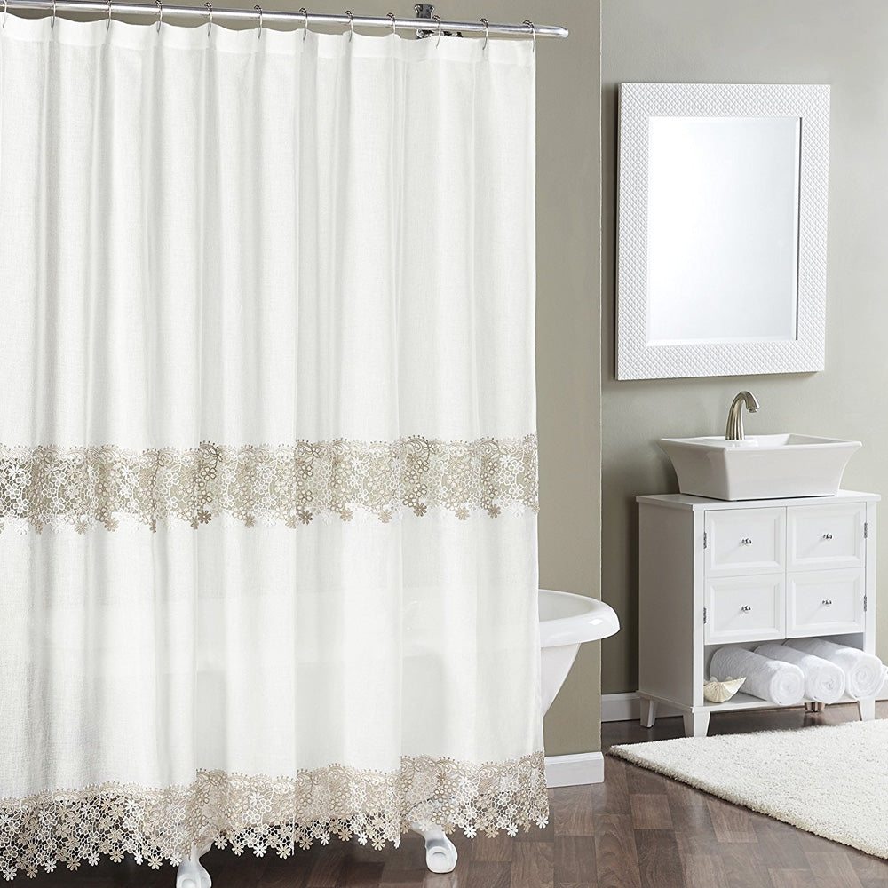 Lillian Macram Band Fabric Shower Curtain Stylemaster