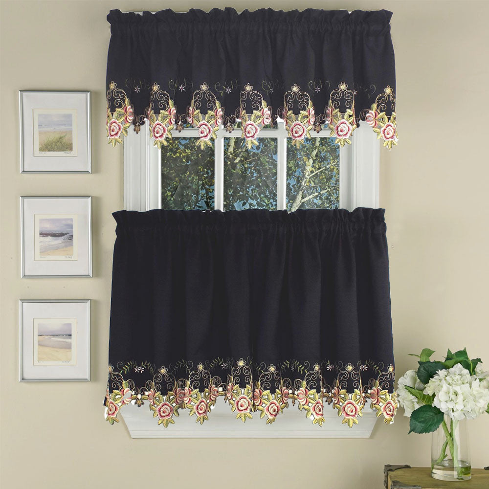 Verona Embroidered Cutwork Kitchen Valance