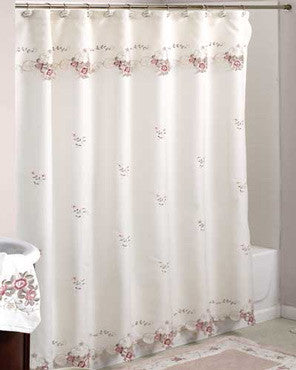 rose colored shower curtain